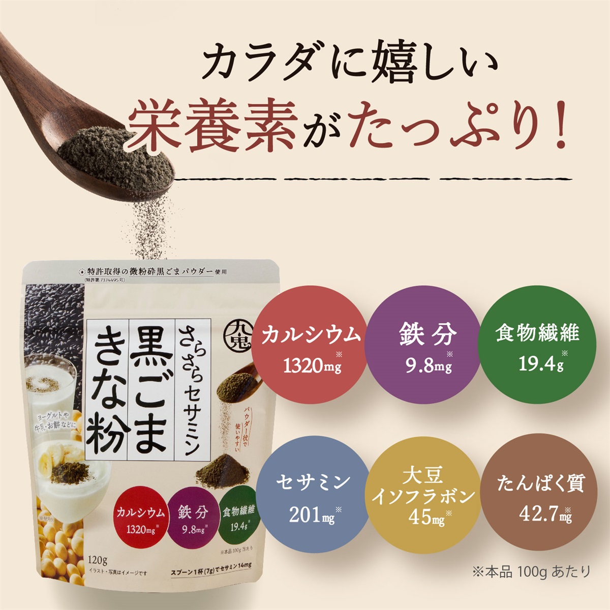 九鬼産業オンラインショップ 九鬼 さらさらセサミン黒ごまきな粉